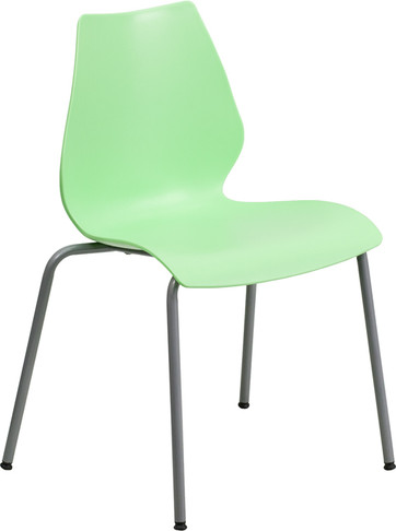 Flash Furniture HERCULES Series 770 lb. Capacity Orange Stack Chair with Lumbar Support and Silver Frame Model RUT-288-GREEN-GG