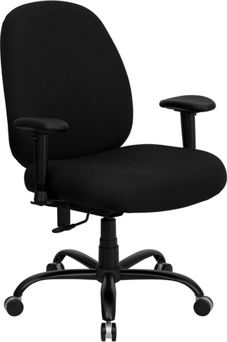 Flash Furniture HERCULES Series 400 lb. Capacity Big and Tall Black Fabric Office Chair with Extra WIDE Seat Model WL-715MG-BK-A-GG