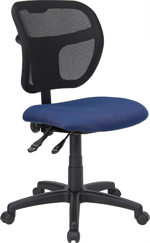 Flash Furniture Mid-Back Mesh Task Chair with Navy Blue Fabric Seat and Arms, Model WL-A7671SYG-NVY-GG