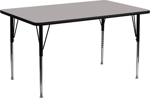 Flash Furniture 24''W x 60''L Rectangular Activity Table with 1.25'' Thick High Pressure Grey Laminate Top and Standard Height Adjustable Legs Model XU-A2460-REC-GY-H-A-GG