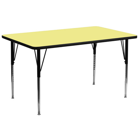 Flash Furniture 30''W x 72''L Rectangular Activity Table with Yellow Thermal Fused Laminate Top and Standard Height Adjustable Legs Model XU-A3072-REC-YEL-T-A-GG