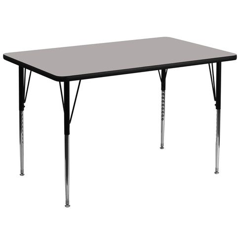 Flash Furniture 36''W x 72''L Rectangular Activity Table with 1.25'' Thick High Pressure Grey Laminate Top and Standard Height Adjustable Legs Model XU-A3672-REC-GY-H-A-GG