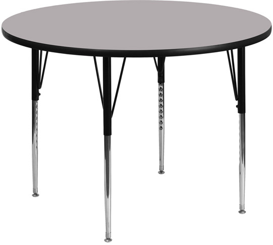 Flash Furniture 48'' Round Activity Table with Grey Thermal Fused Laminate Top and Standard Height Adjustable Legs Model XU-A48-RND-GY-T-A-GG