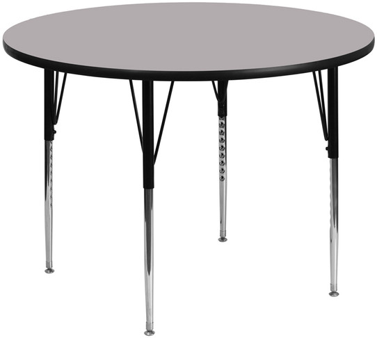 Flash Furniture 60'' Round Activity Table with Grey Thermal Fused Laminate Top and Standard Height Adjustable Legs Model XU-A60-RND-GY-T-A-GG