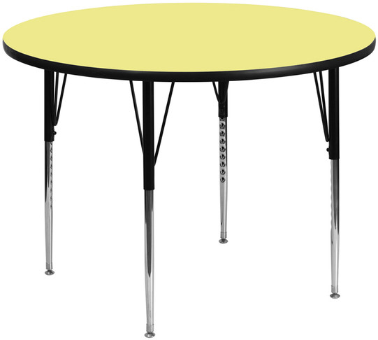 Flash Furniture 60'' Round Activity Table with Yellow Thermal Fused Laminate Top and Standard Height Adjustable Legs Model XU-A60-RND-YEL-T-A-GG