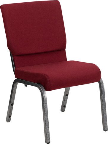 Flash Furniture HERCULES Series 18.5''W Burgundy Fabric Stacking Church Chair with 4.25'' Thick Seat - Silver Vein Frame Model XU-CH-60096-BY-SILV-GG