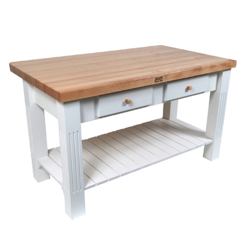 John Boos Grz Grazzi Kitchen Island 60X28X2-1/4 W/8" Drp Lf 35" High Basil (Made In The USA), Model# GRZ6036-BS