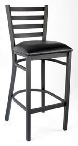 Royal Industries Metal Ladder Back Bar Stool, Model# ROY 9002 BLK