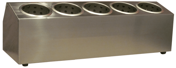 Steril-Sil 5-hole (1x5) ice-cooled insulated countertop bottle rail. Includes (5) S-500 perforated cylinders (bottles not included). Made in the U.S.A. Model CC-LTC-5BR