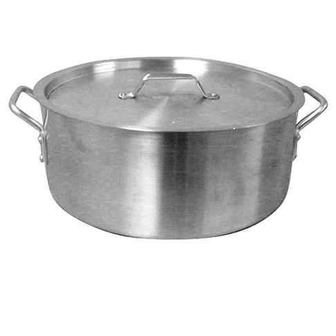 Thunder Group 12 Qt Aluminum Brazier Pot & Lid Mirror Finish, Model# ALSKBP002