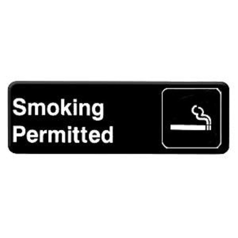 Thunder Group 9" X 3" Information Sign With SymbolsSmoking Permitted, Model# PLIS9312BK