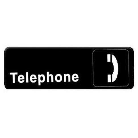 Thunder Group 9" X 3" Information Sign With SymbolsTelephone, Model# PLIS9328BK