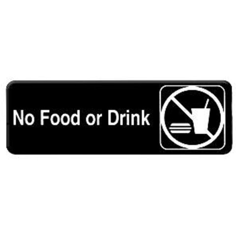 Thunder Group 9" X 3" Information Sign With SymbolsNo Food Or Drink, Model# PLIS9331BK