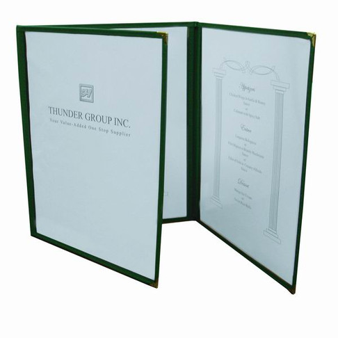 Thunder Group Triple Fold Menu Cover 8 12" X 11" Green, Model# PLMENU-3GR