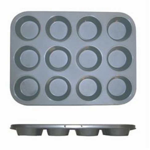 Thunder Group 12 Cup Muffin Pan - Non Stick (0.4M/M)3.5 Oz Each Cup, Model# SLKMP012