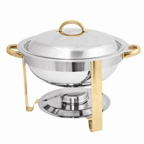 Thunder Group 4 Qt Gold Accented Round Chafer, Model# SLRCF0831GH