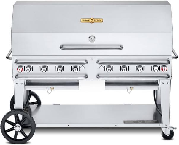 Crown Verity 60" Rental Grill Dome w/ (1) Roll Dome (1) Bun Rack Dual Crash Bars Handles LP, Model# CV-RCB-60-1RDP