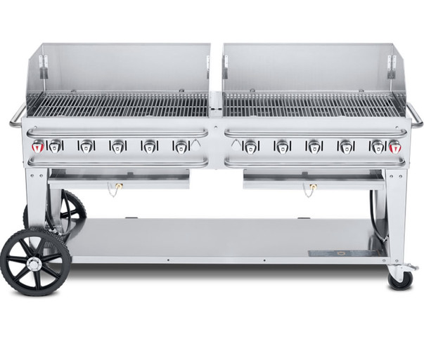 Crown Verity 72" Rental Grill Windguard LP w/ (2) 36" Windguards Dual Crash Bars Handles LP, Model# CV-RCB-72WGP