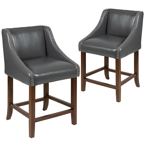 Flash Furniture Carmel Series 24" Dk Gray LeatherSoft Stool, Model# 2-CH-182020-24-DKGY-GG