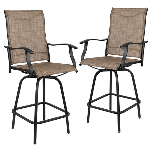 Flash Furniture 2PK Brown Swivel Patio Stool, Model# 2-ET-SWVLPTO-30-GG