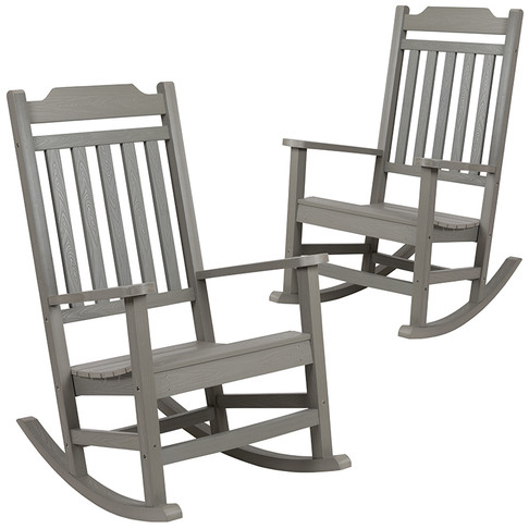 Flash Furniture Winston Gray Wood Rocking Chair, Model# 2-JJ-C14703-GY-GG