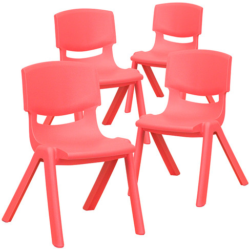 Flash Furniture 4PK Red Plastic Stack Chair, Model# 4-YU-YCX4-001-RED-GG