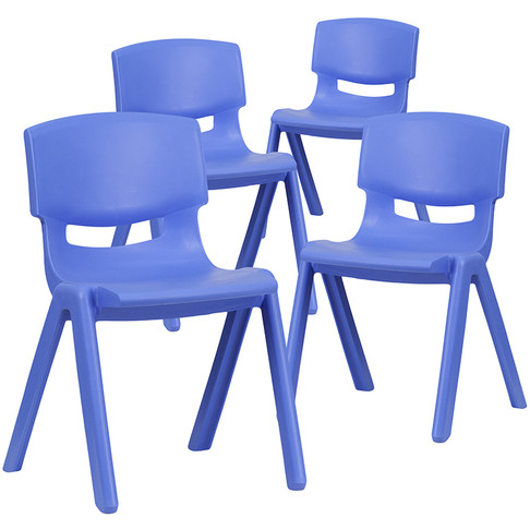 Flash Furniture 4PK Blue Plastic Stack Chair, Model# 4-YU-YCX4-004-BLUE-GG