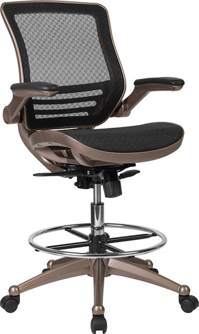 Flash Furniture Black/Gold Mesh Drafting Chair, Model# BL-LB-8801X-D-GG