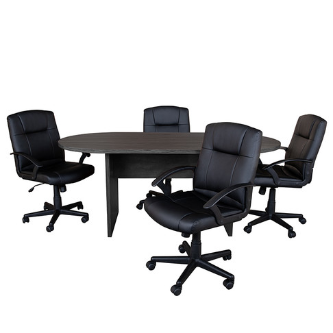 Flash Furniture Gray Oval Conference Set, Model# BLN-6GCGRYX000-BK-GG