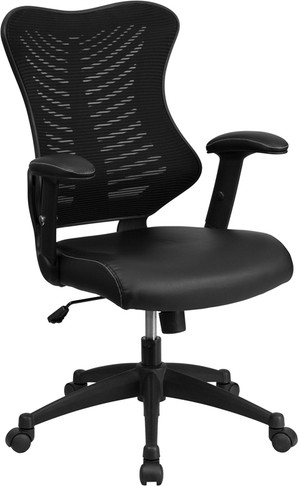 Flash Furniture Black High Back Leather Chair, Model# BL-ZP-806-BK-LEA-GG