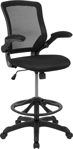 Flash Furniture Black Mesh Drafting Chair, Model# BL-ZP-8805D-BK-GG