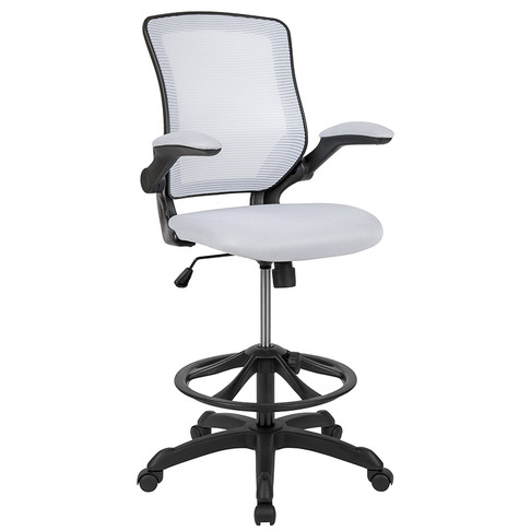 Flash Furniture White Mesh Drafting Chair, Model# BL-ZP-8805D-WH-GG
