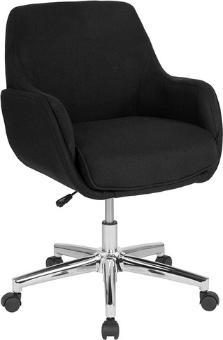 Flash Furniture Rochelle Black Fabric Mid-Back Chair, Model# BT-1172-BLK-F-GG