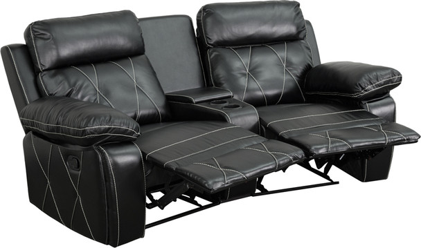 Flash Furniture Reel Comfort Series Black Leather Theater - 2 Seat, Model# BT-70530-2-BK-CV-GG
