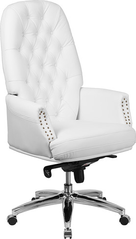 Flash Furniture White High Back Leather Chair, Model# BT-90269H-WH-GG