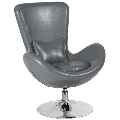 Flash Furniture Egg Series Gray Leather Egg Series Chair, Model# CH-162430-GY-LEA-GG