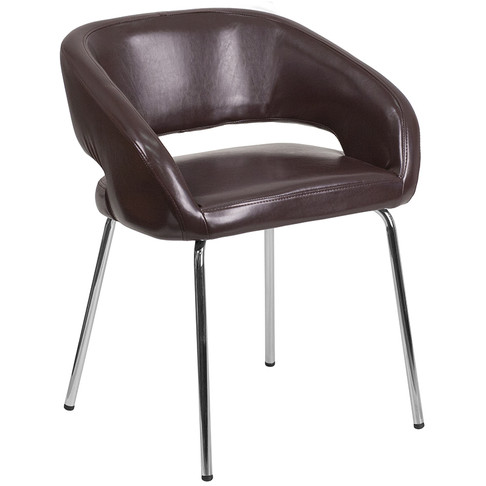 Flash Furniture Fusion Series Brown Leather Side Chair, Model# CH-162731-BN-GG