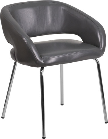 Flash Furniture Fusion Series Gray Leather Side Chair, Model# CH-162731-GY-GG