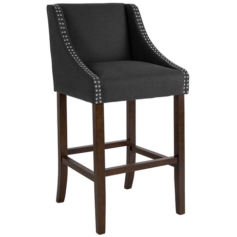 Flash Furniture Carmel Series 30" Charcoal Fabric/Wood Stool, Model# CH-182020-30-BK-F-GG