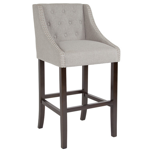 Flash Furniture Carmel Series 30" Gray Fabric/Wood Stool, Model# CH-182020-T-30-LTGY-F-GG