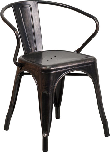 Flash Furniture Aged Black Metal Chair-Arms, Model# CH-31270-BQ-GG