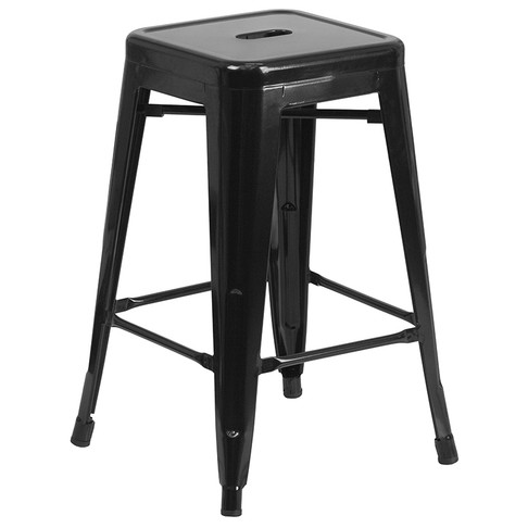 Flash Furniture 24" Black No Back Metal Stool, Model# CH-31320-24-BK-GG