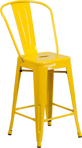 Flash Furniture 24" Yell Metal Outdoor Stool, Model# CH-31320-24GB-YL-GG