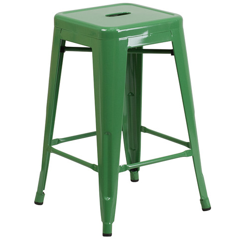 Flash Furniture 24" Green No Back Metal Stool, Model# CH-31320-24-GN-GG