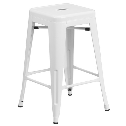 Flash Furniture 24" White No Back Metal Stool, Model# CH-31320-24-WH-GG