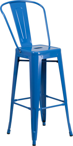 Flash Furniture 30" Blue Metal Outdoor Stool, Model# CH-31320-30GB-BL-GG