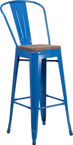 Flash Furniture 30" Blue Metal Barstool, Model# CH-31320-30GB-BL-WD-GG