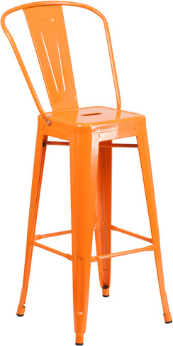 Flash Furniture 30" Orange Metal Outdoor Stool, Model# CH-31320-30GB-OR-GG