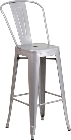 Flash Furniture 30" Silver Metal Outdoor Stool, Model# CH-31320-30GB-SIL-GG