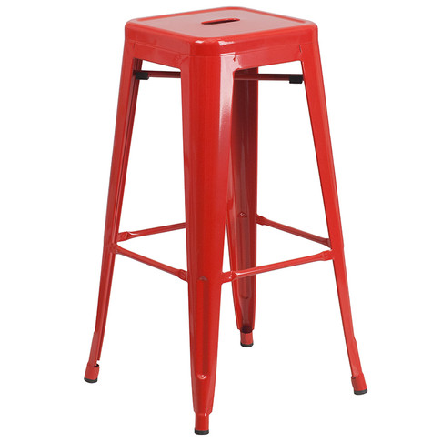 Flash Furniture 30" Red No Back Metal Stool, Model# CH-31320-30-RED-GG